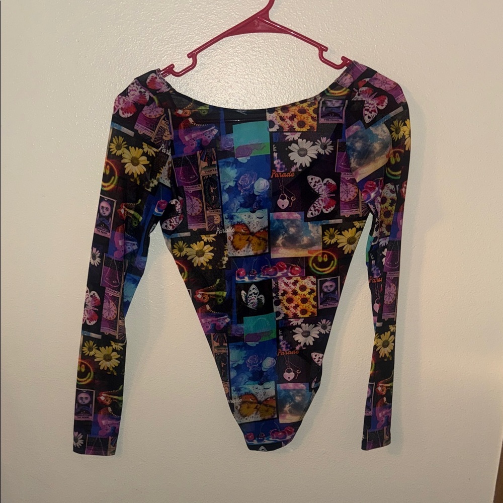 Parade Sheer Rave Patchwork Long Sleeve Bodysuit w Bottoms